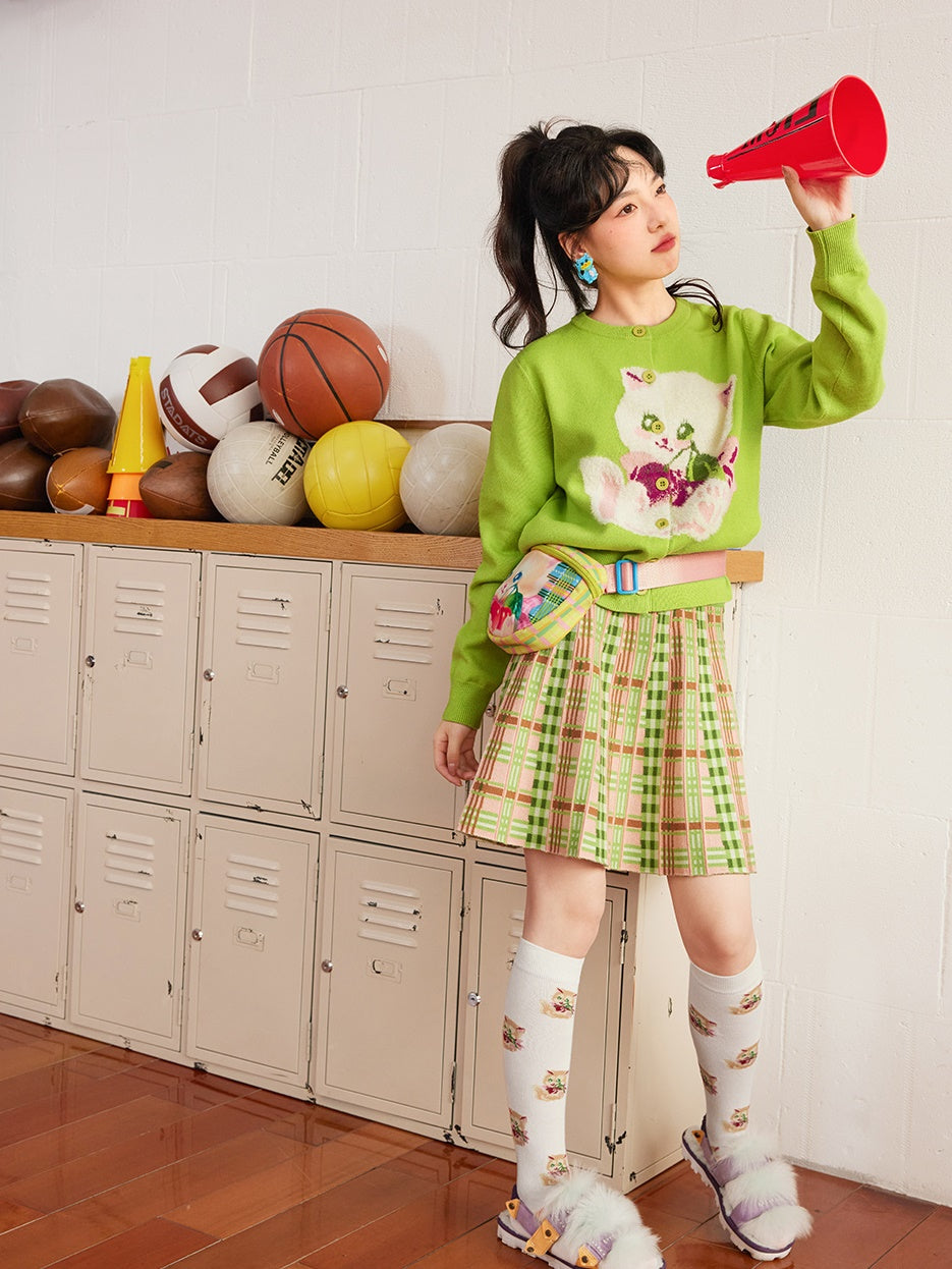 Kitten Round Neck Knitted Cardigan