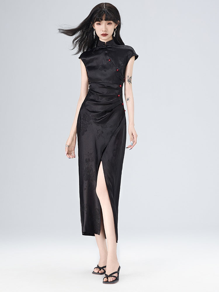 Sleeveless Improved Cheongsam Slit Design Long Dress
