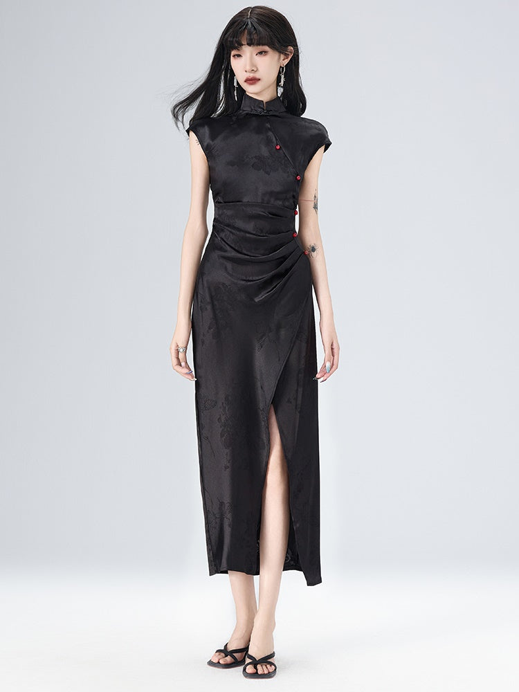 Sleeveless Improved Cheongsam Slit Design Long Dress