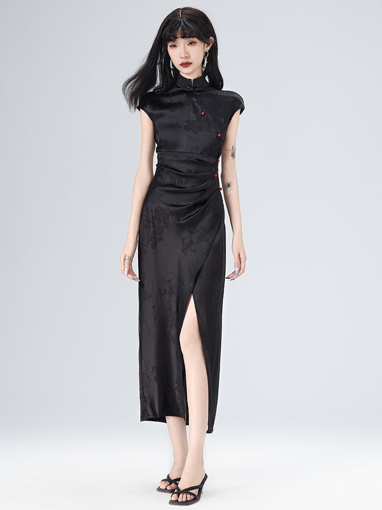 Sleeveless Improved Cheongsam Slit Design Long Dress
