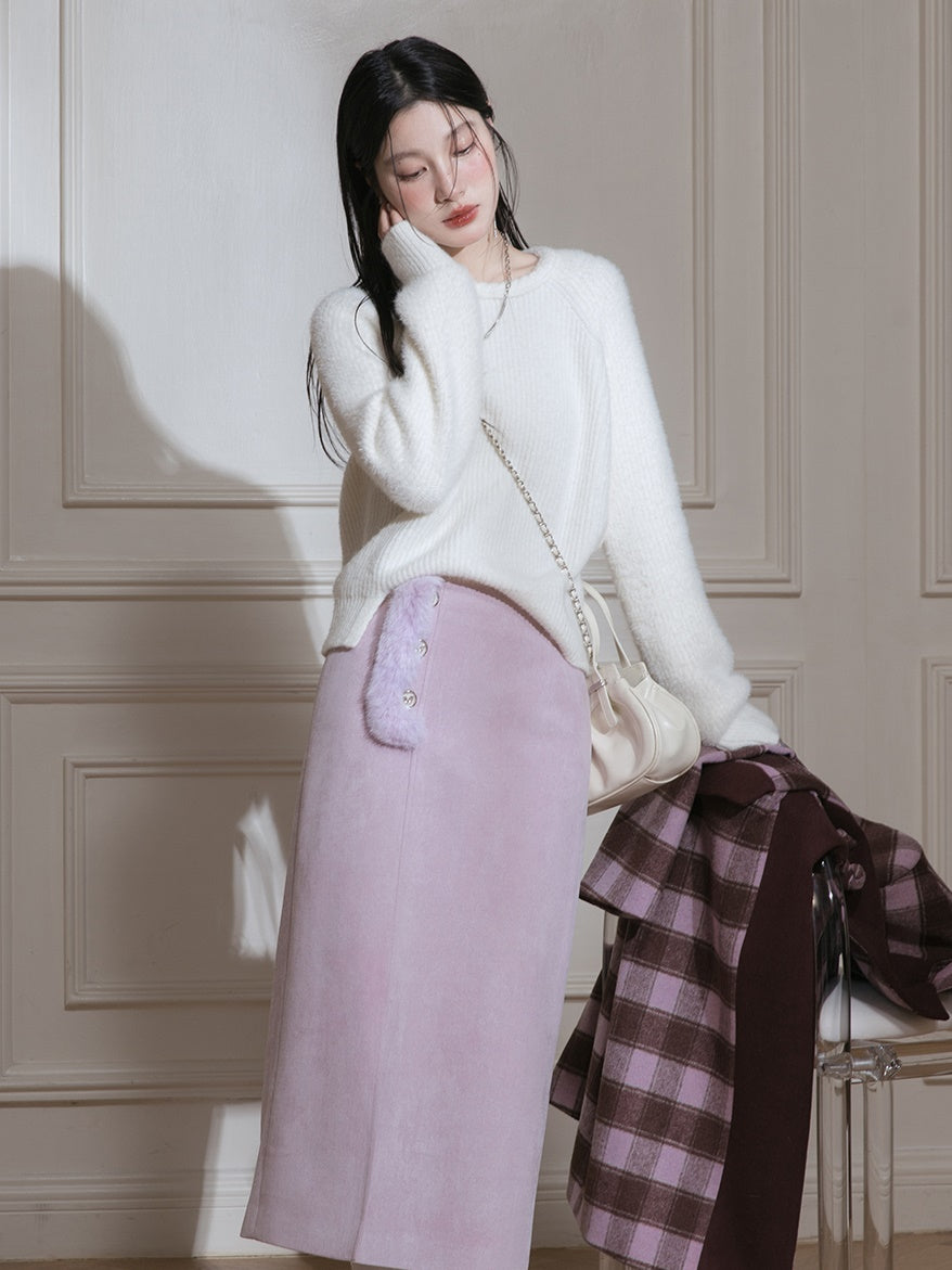 Pull à fente simple à col rond