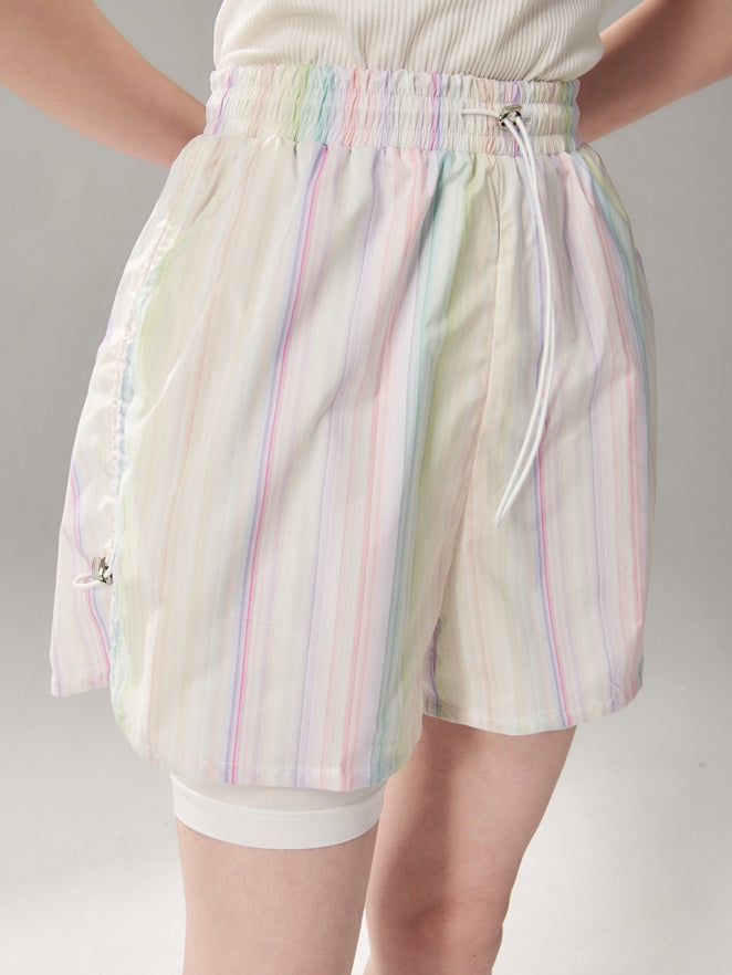 Rainbow Striped Windbreaker & Short Pants