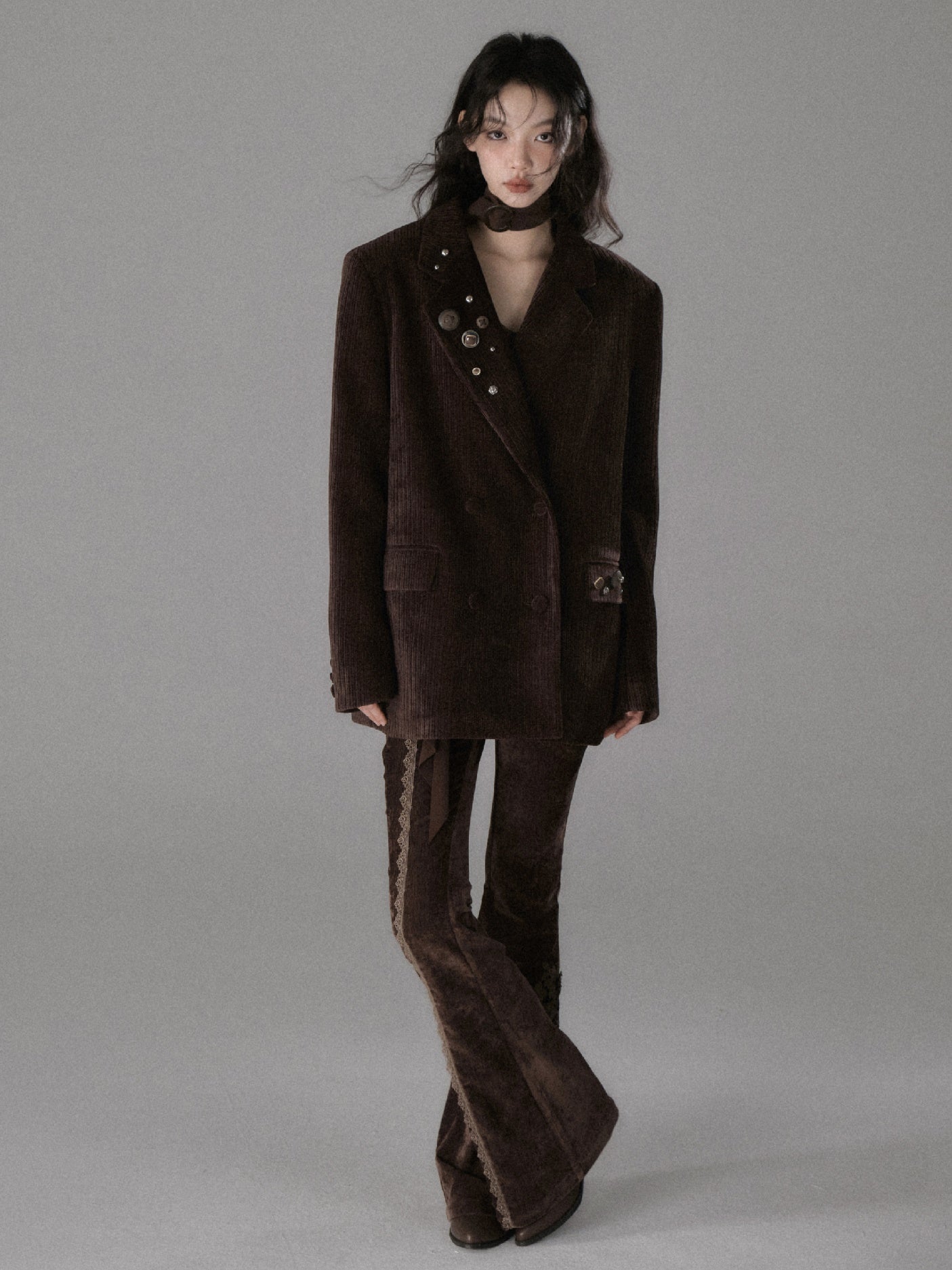 Double Breasted Loose Corduroy Jacket