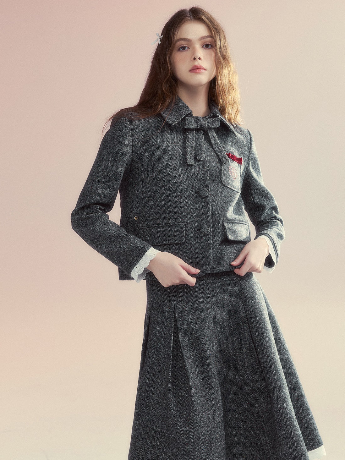 Ruban à broderie Veste courte et jupe plissée de la longueur