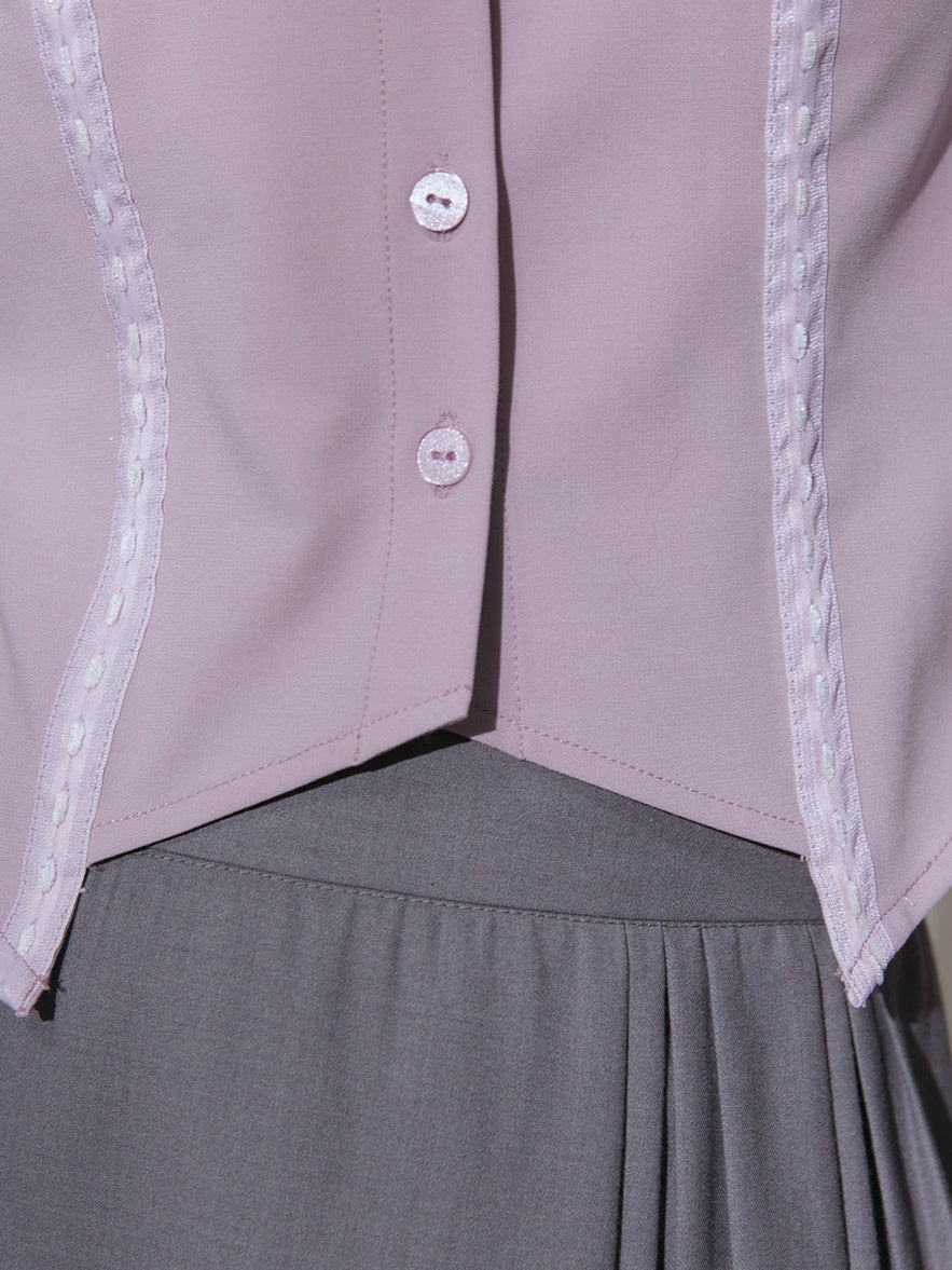 Doll Collar Waist Shape Cropped Shirt