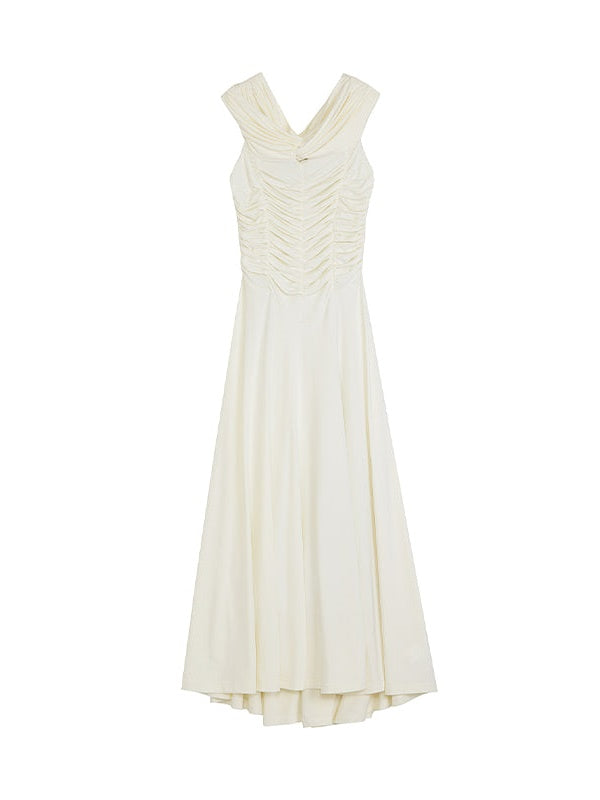 Off-Shouder sammeln drapieren langen Kleid