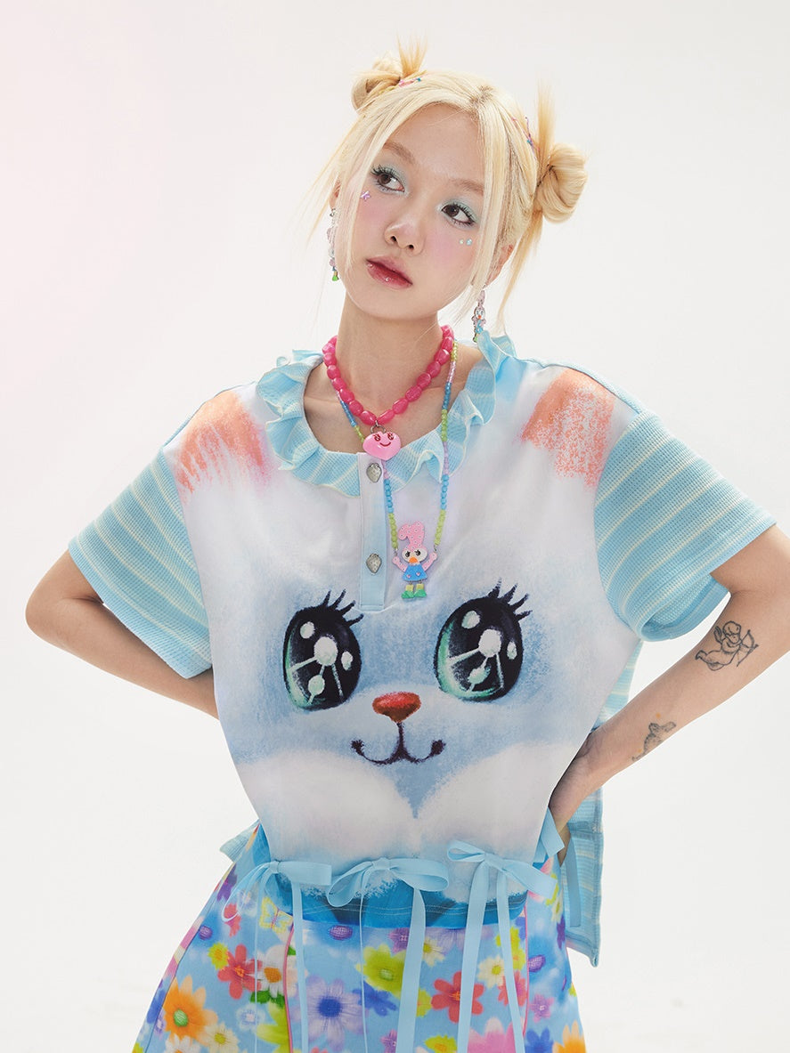 매달린 귀 토끼 비대칭 귀걸이 및 피어스