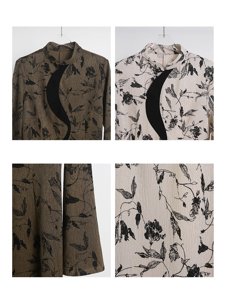 Robe imprimée épissée de style chinois