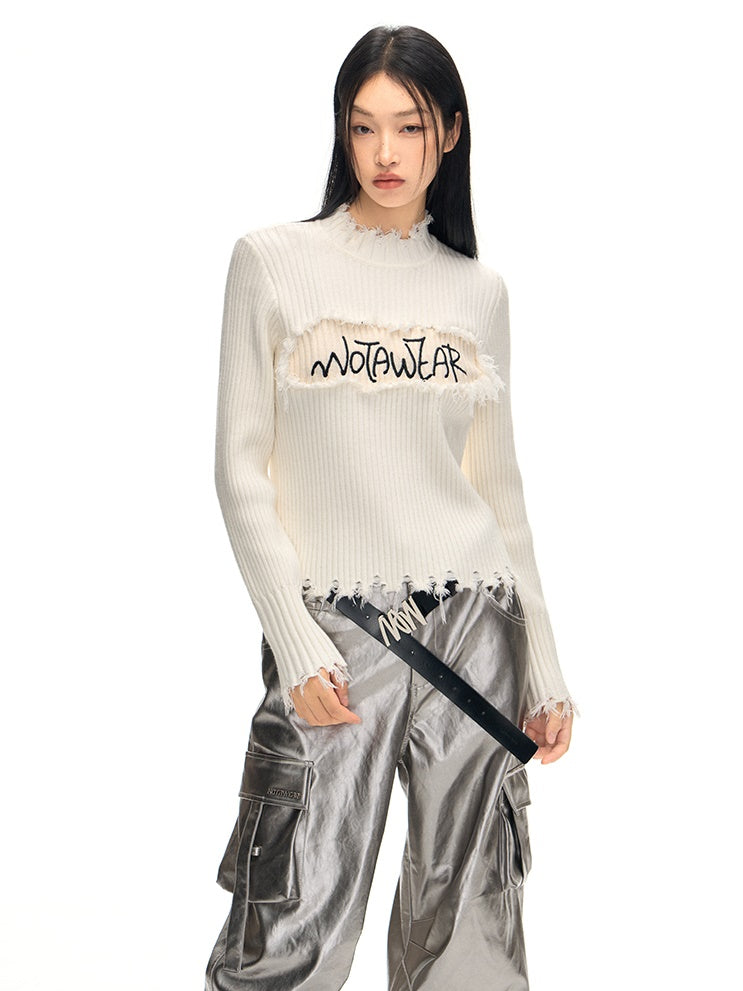 Reihe Rand Slim Fit Flaschenhals Pullover