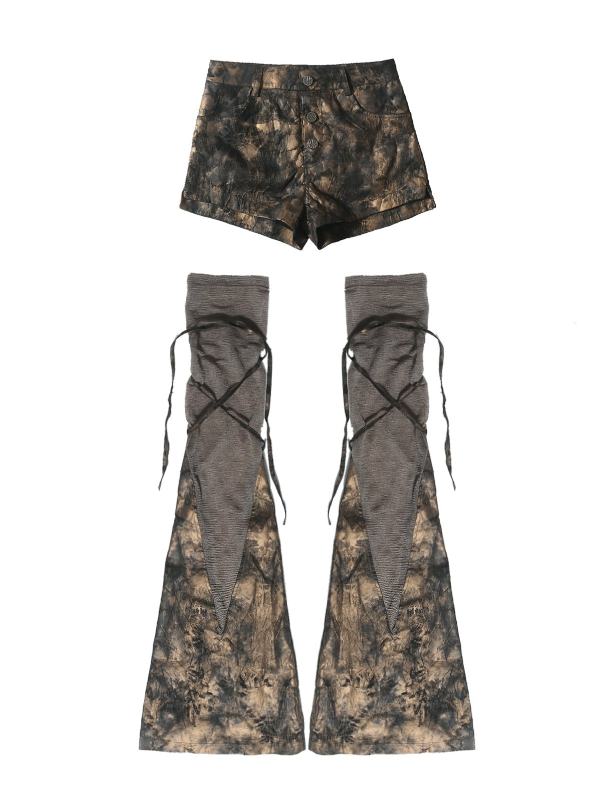 Smudge Print Hot Pants & Long Leg Cover