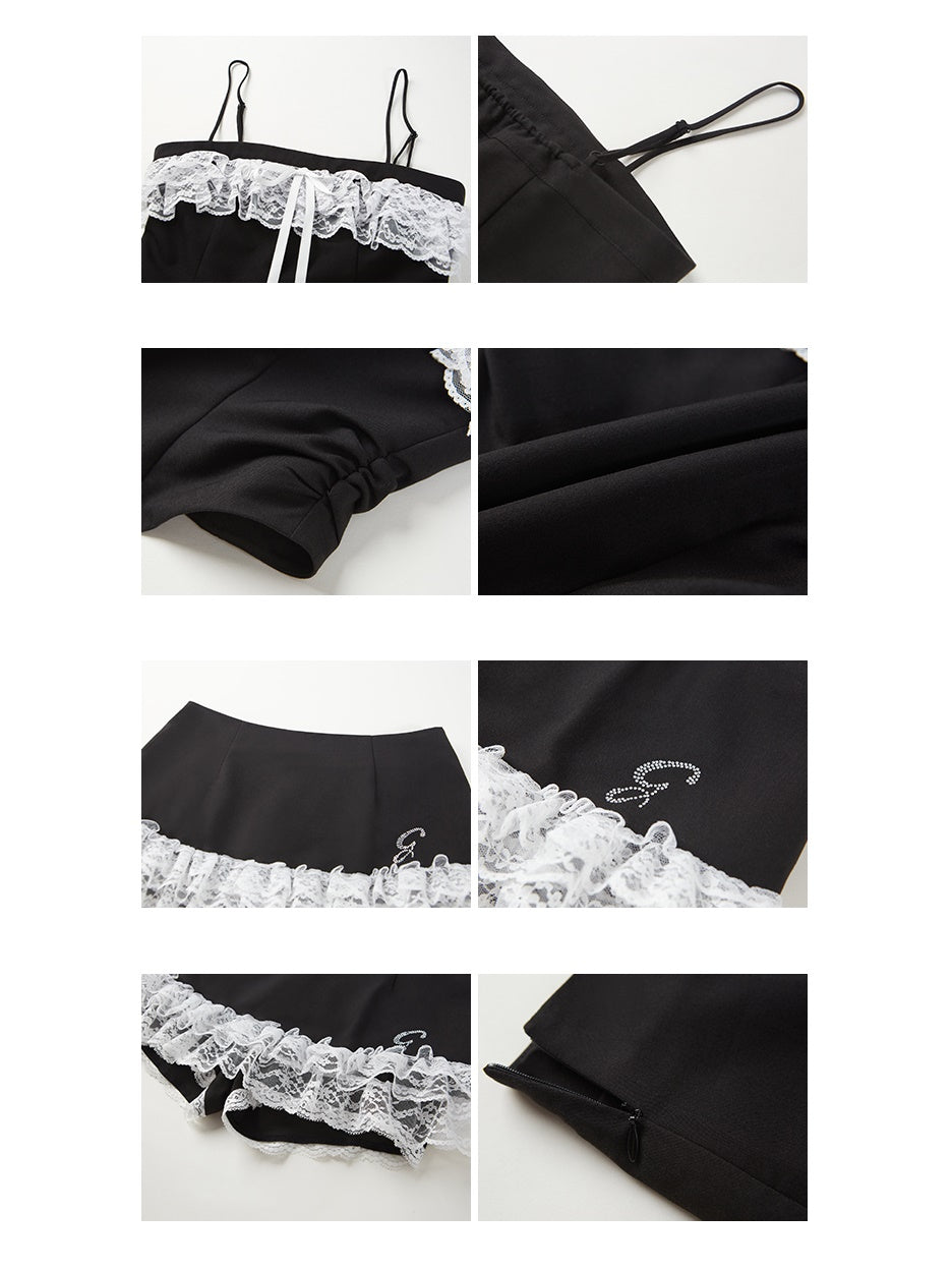 Girly Lace Stitch Camisole & Culottes