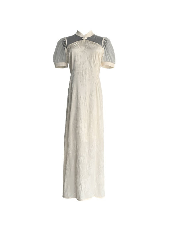 Durchsichtiges Puffärmel langes Kleid