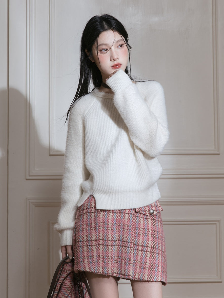 Pull à fente simple à col rond