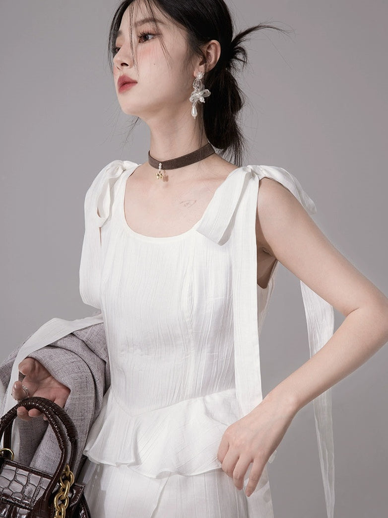 Layered Design Tulle Strap Sleeveless Dress