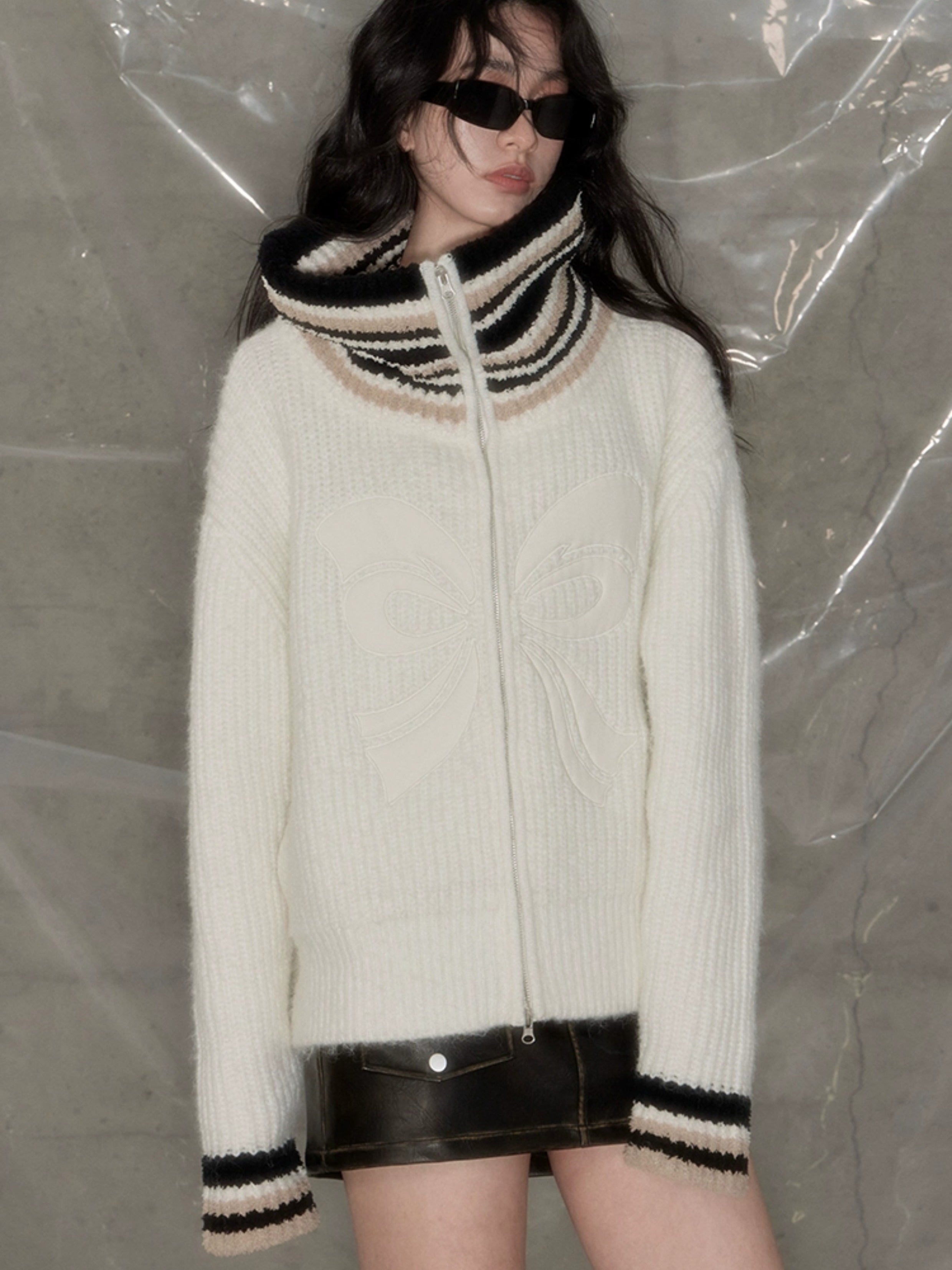 head high-neck 니트 가디건