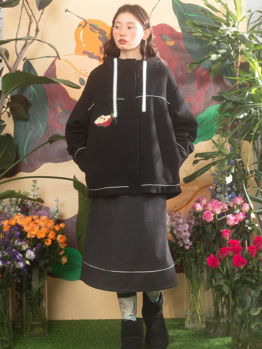 Apple Embroidered Hooded Jacket