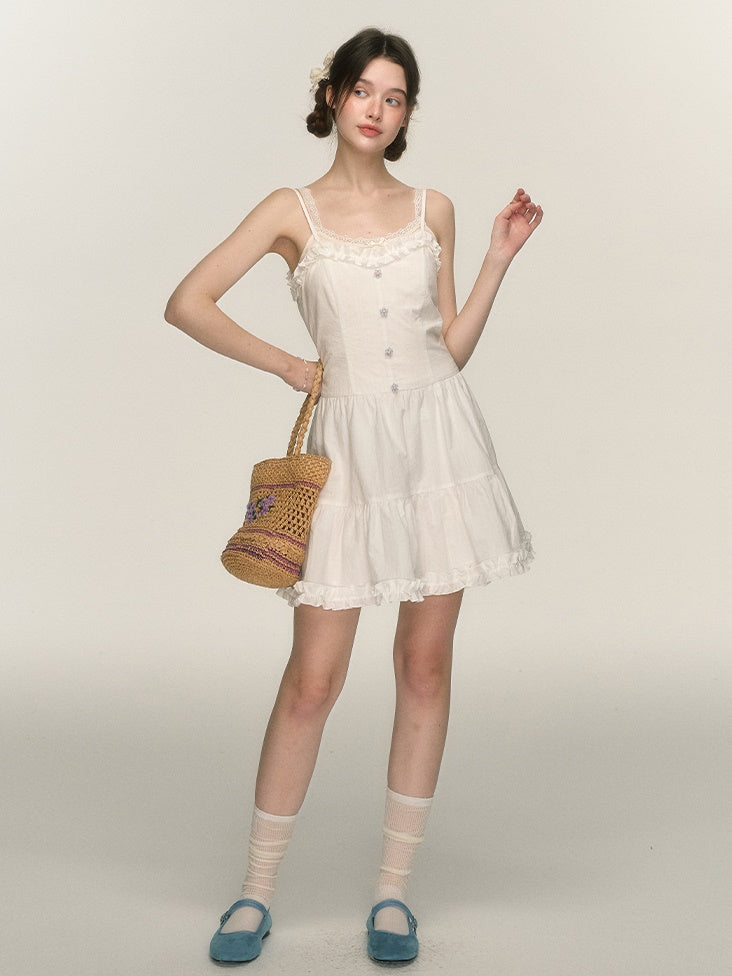 Ruffled Tiered Suspender One-piece