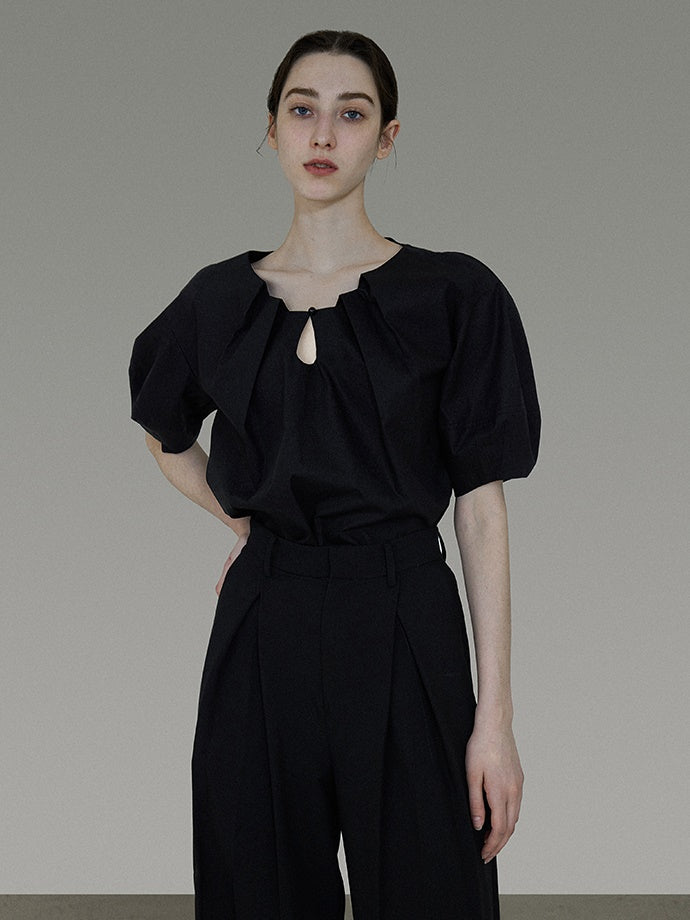 Drop Collar Niche Lantern Sleeve Shirt