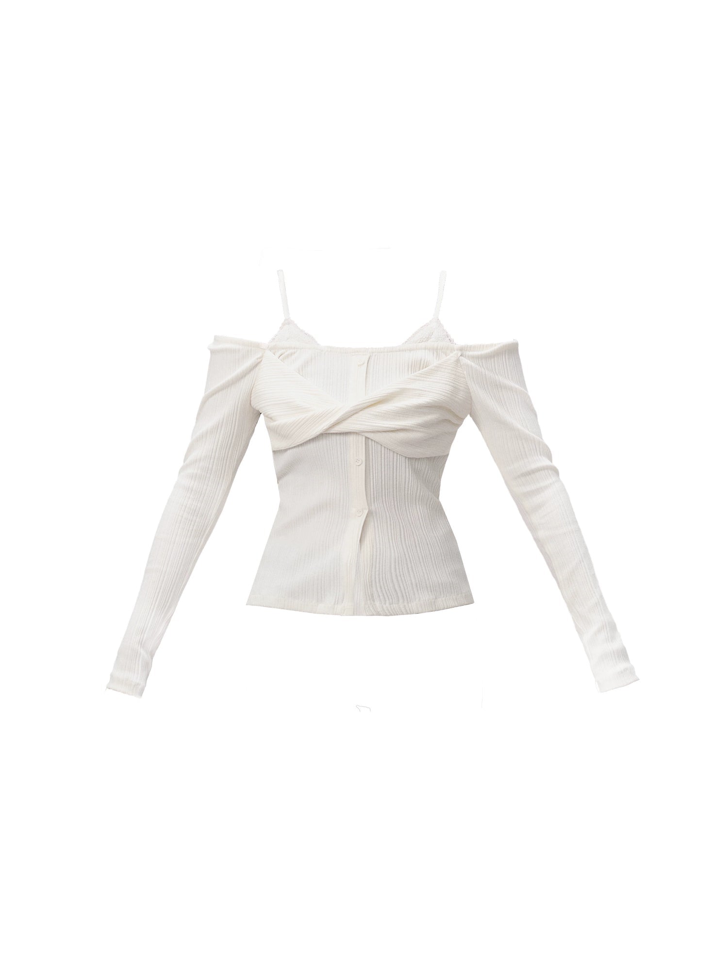 Fake Two-piece Knotted One-shoulder Top