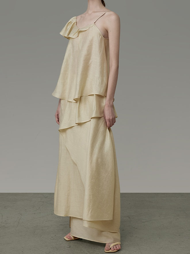 Asymmetry Frill A-Line Camisole & Irregular Skirt