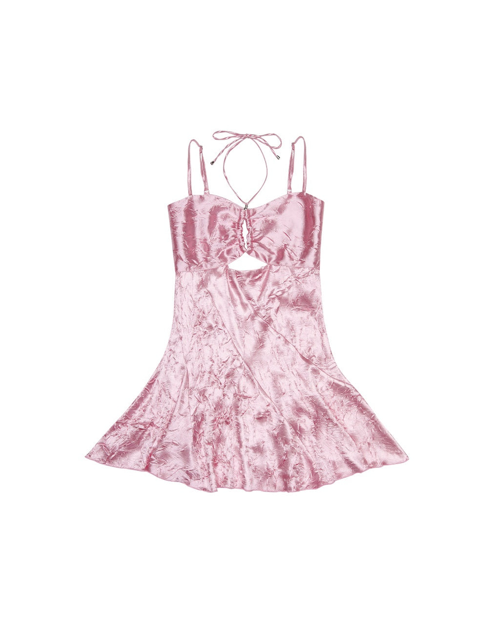 반짝이는 중공 서스펜더 드레스 & 레이스 슬리브