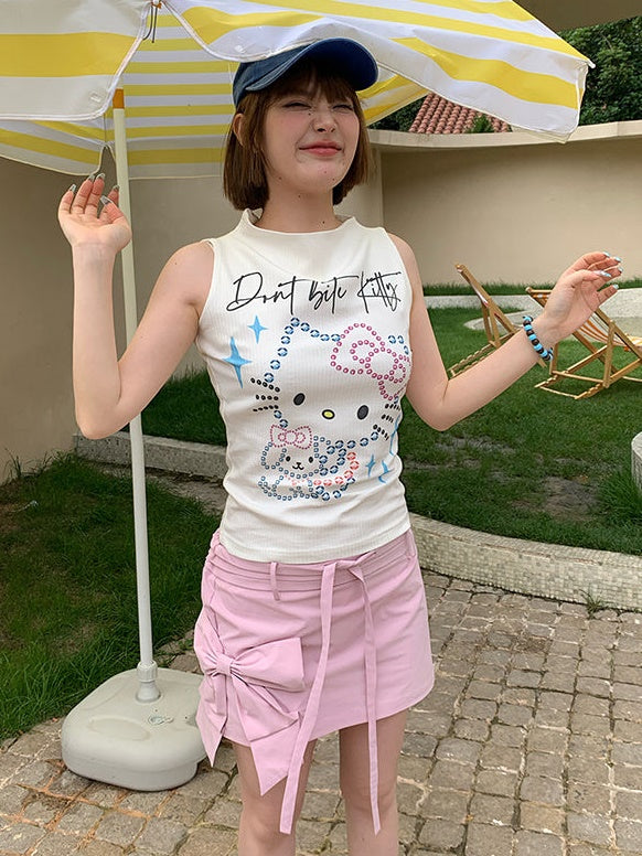 Cat Print Sleeveless Top