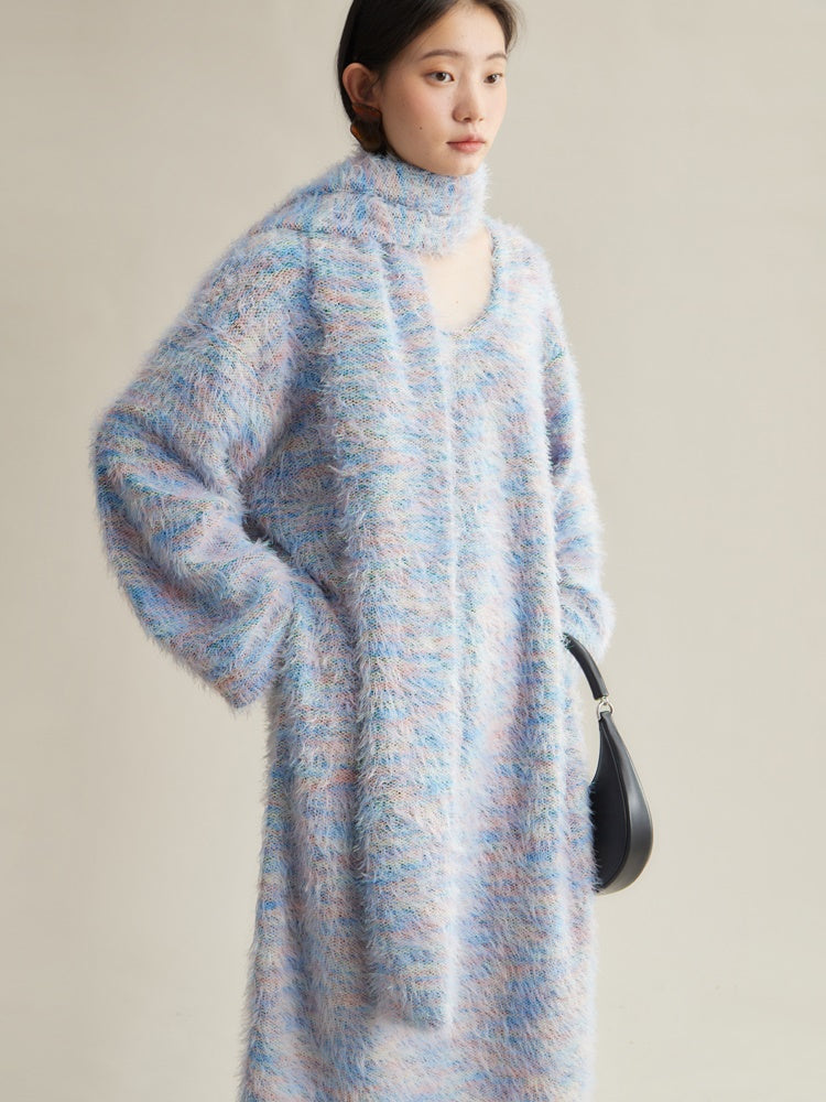 Mischen Sie Farbe zottelige Berührung Pullover Strick & Kleid