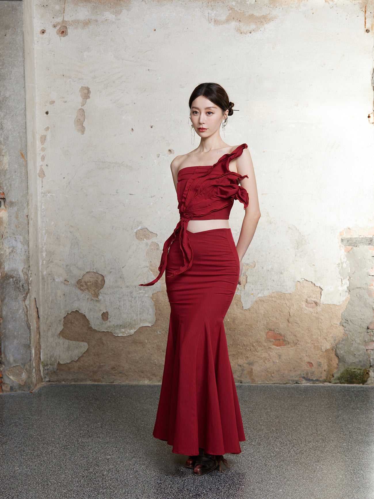 Eleganter Drape -Meerjungfrau -Longrock