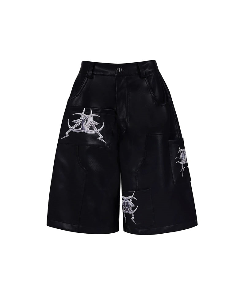 Strukturierte Taschenleder halbe Hosen