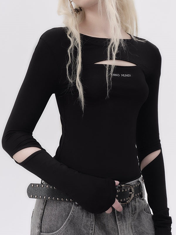 Hohles Langarm-T-Shirt