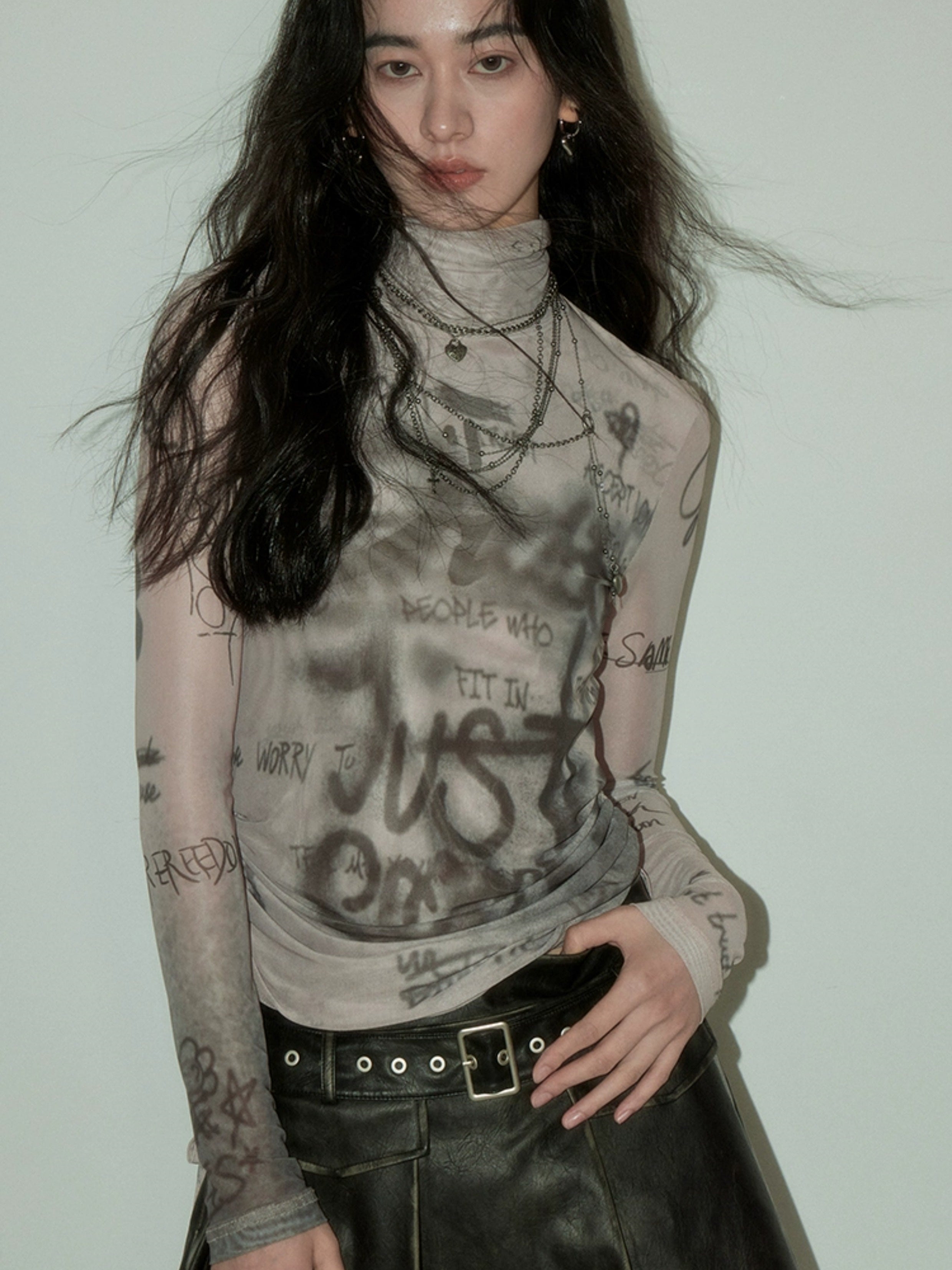 Lettre imprimée cutané vêtements haut de botting à collier