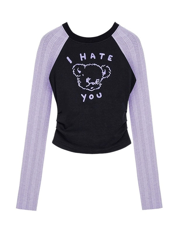 무리의 곰 슬림 라글란 슬리브 티셔츠