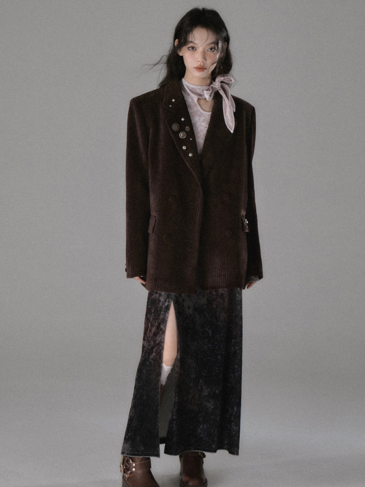 Double Breasted Loose Corduroy Jacket