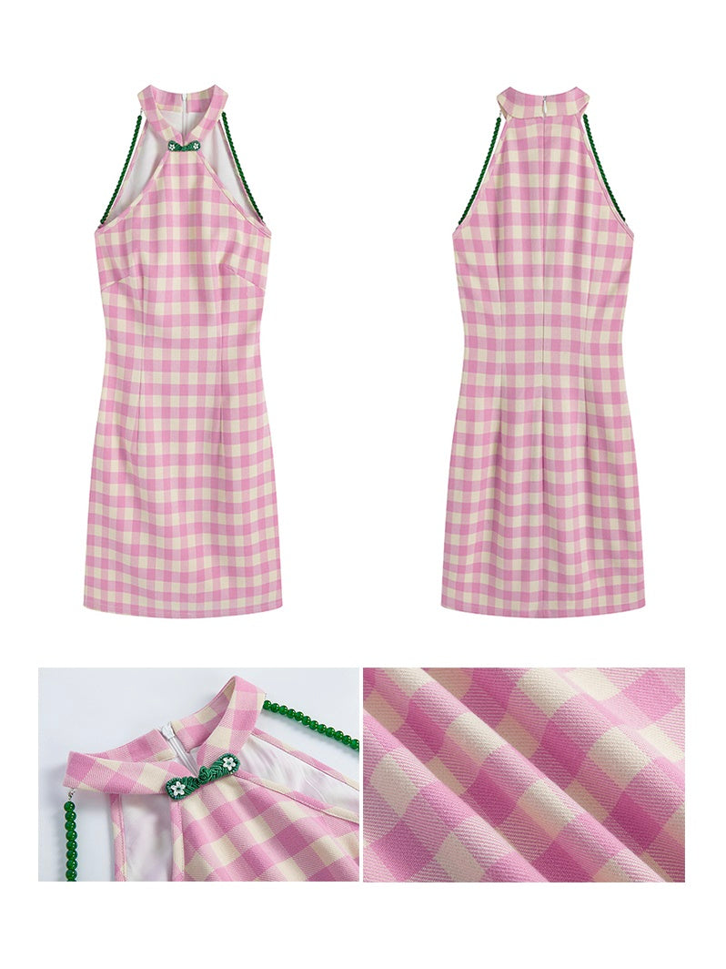 Chinese Style Plaid American Sleeve Dress