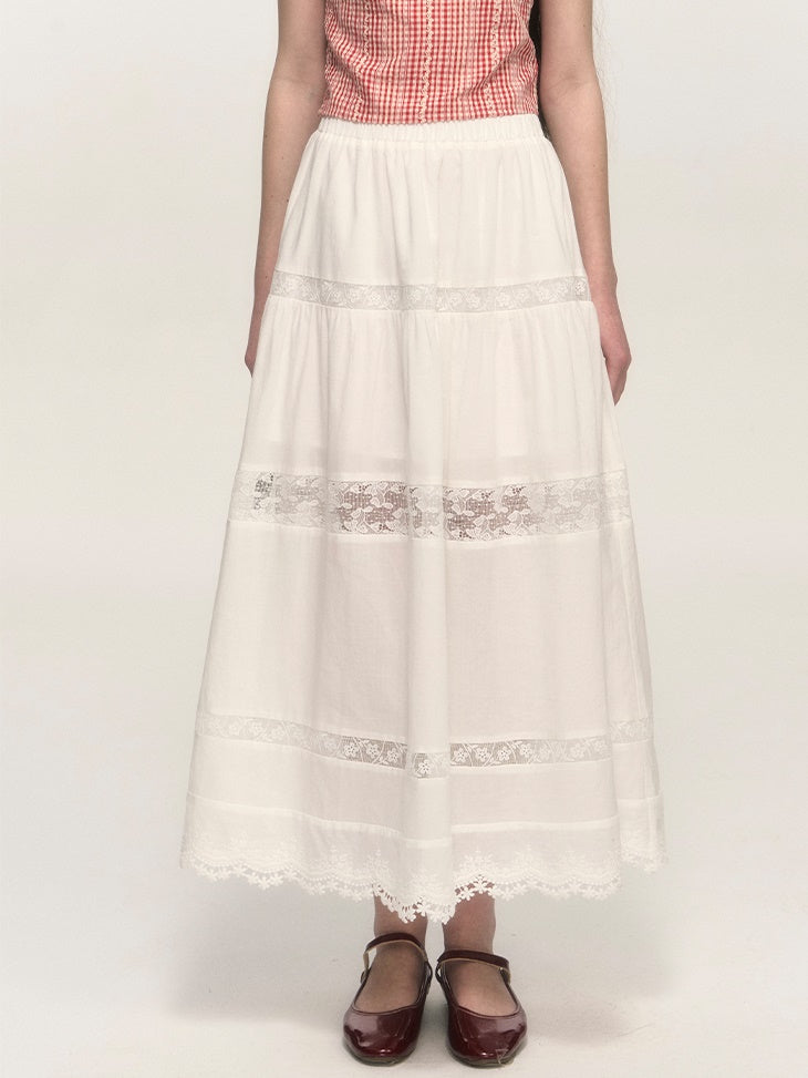 AMERI】【希少】LIMITED PATCHWORK LACE SKIRT - スカート