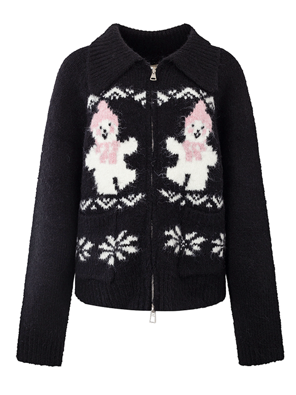 Snowman Fair Island Retro ZIP-Up Knitted Cardigan