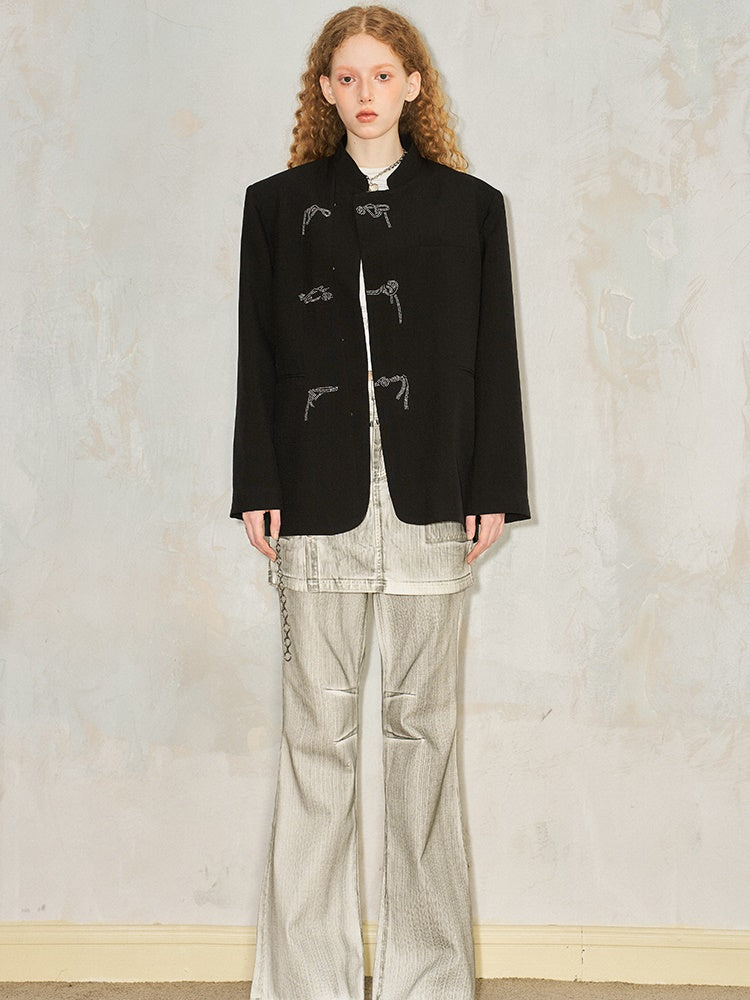 Chinese Style Oblique Placket Jacket