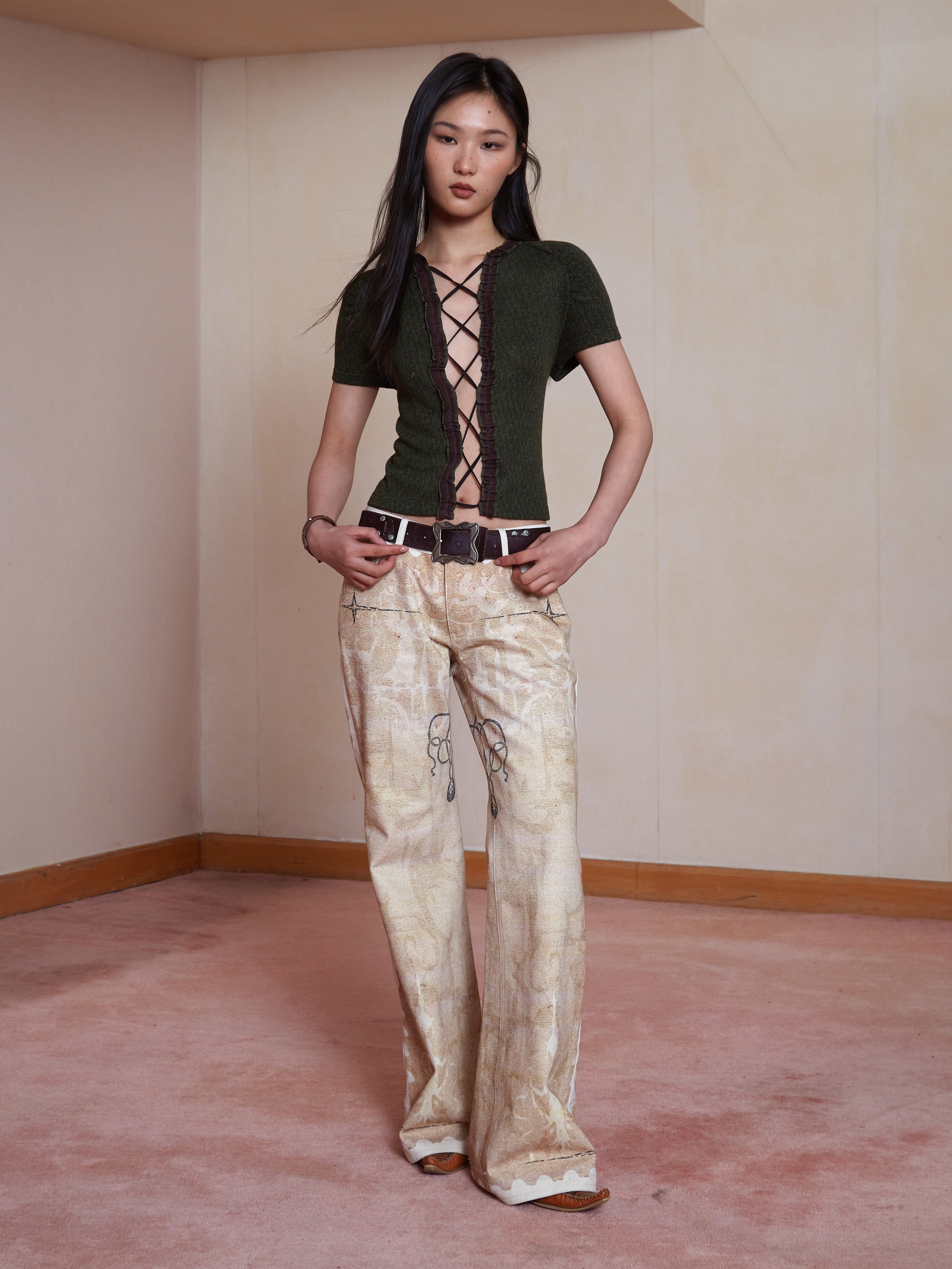 Strappy Lace Cutout Sexy Short-sleeved Top