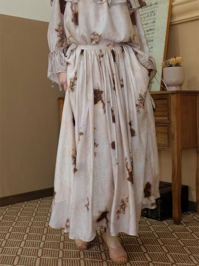Tie-dye Style Long Gather Skirt