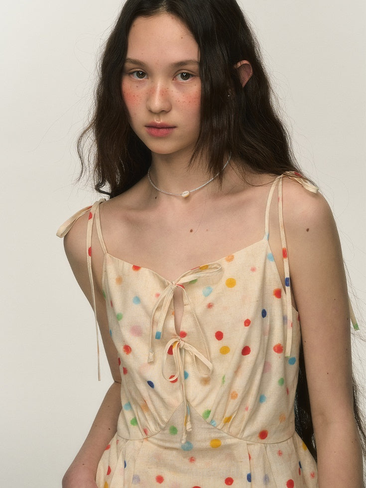 Colorful Polka Dot Print Camisole & Tutu Balloon Skirt