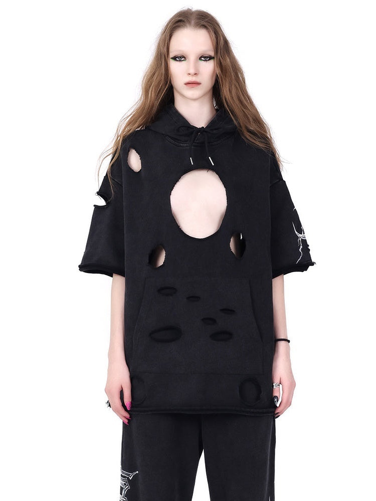 Hoodie à sweat à manches courtes du trou du trou