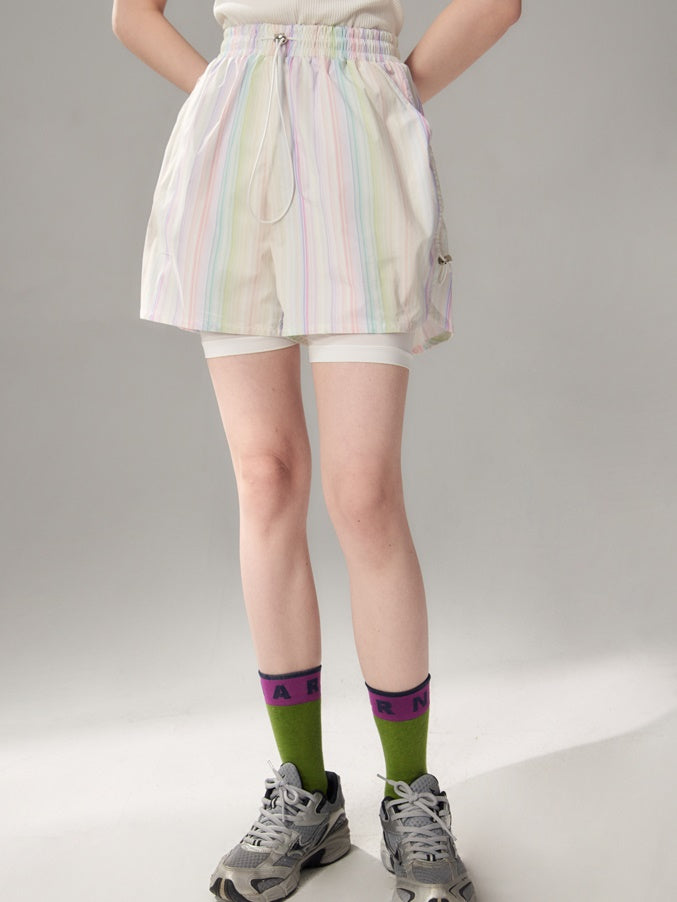 Rainbow Striped Windbreaker & Short Pants