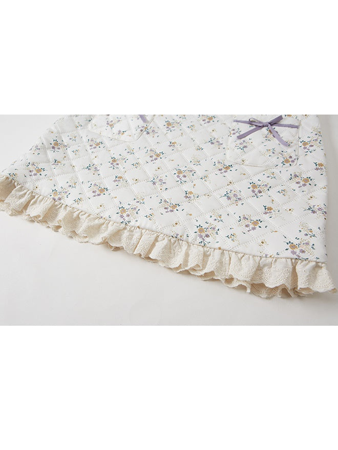 Veste matelassée en dentelle florale et jupe courte