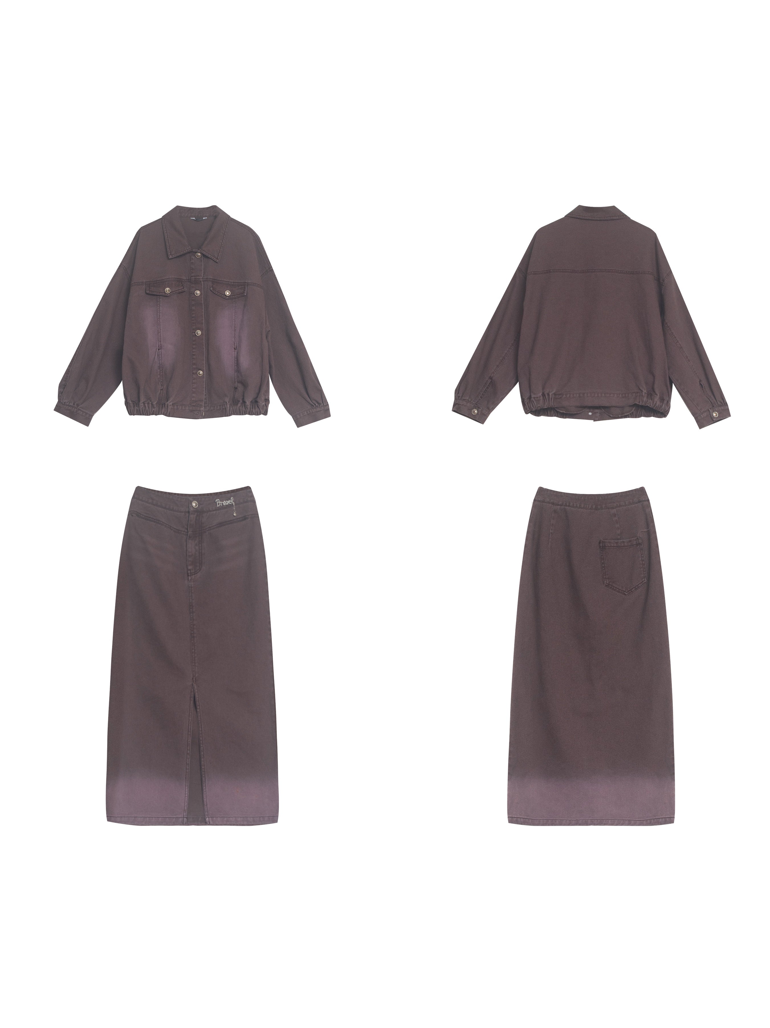 Denim Jacket & Slit Skirt Set-up