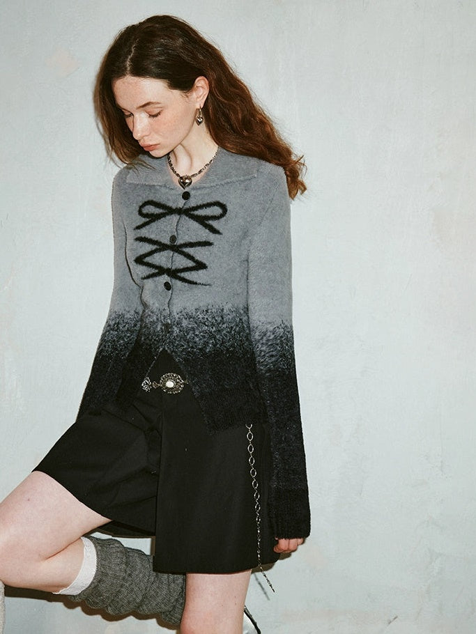 Drucken gedruckte Dachstrick -Strickjacke mit Ablaufbogen gedruckt