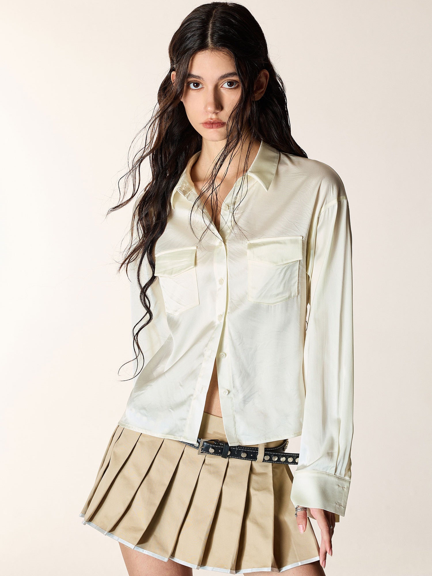 Chemise décontractée en satin