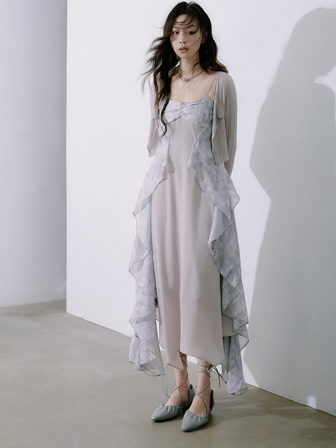 Mermaid Ruffle Stitching Suspender Dress