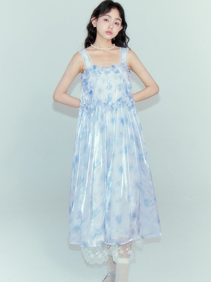 Drucken von Hosenträgern langes Kleid