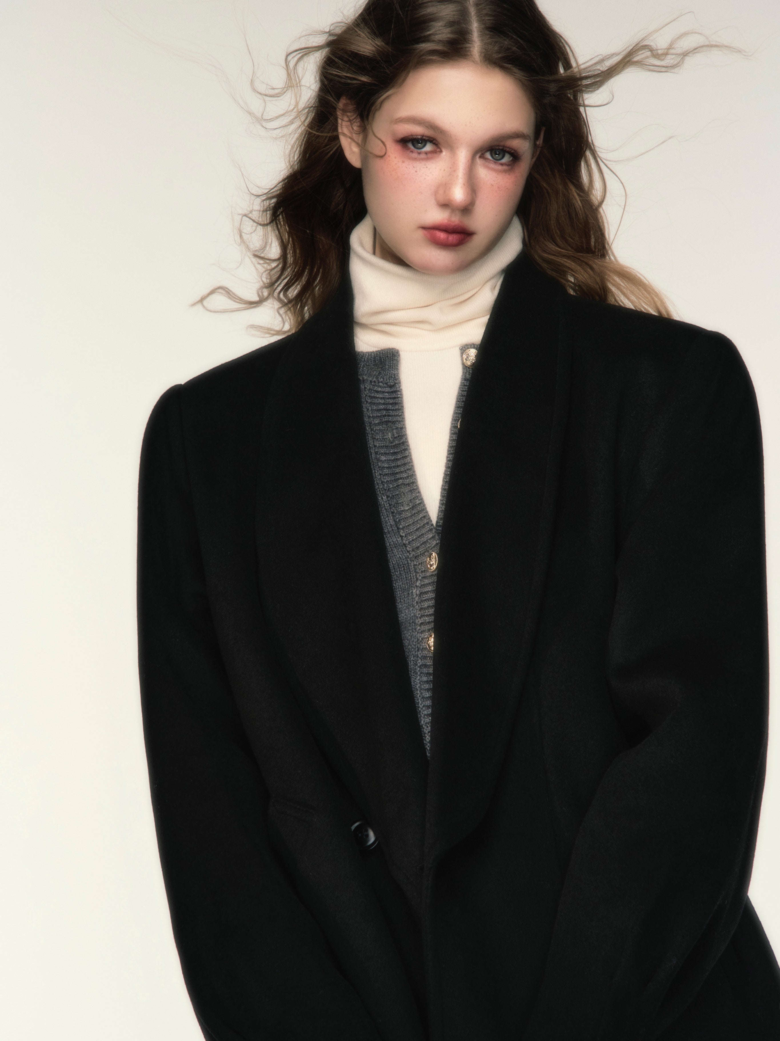 Shawl Collar Loose Short Coat