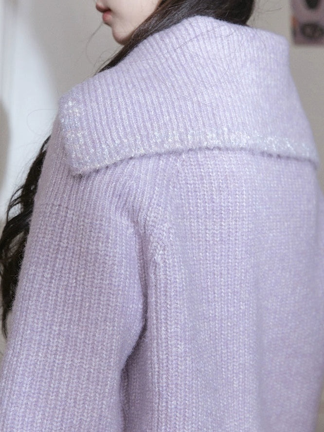 Sailor Collar Knitted Jacket & Skirt